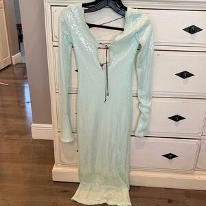 Glamorous Long Sleeve Mint Sequin Dress